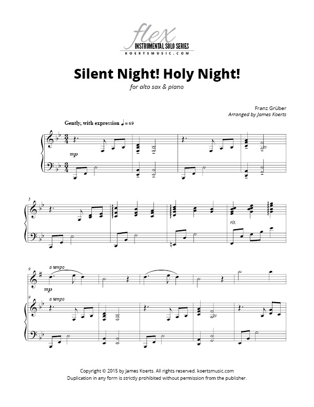 alto sax silent night sheet music
