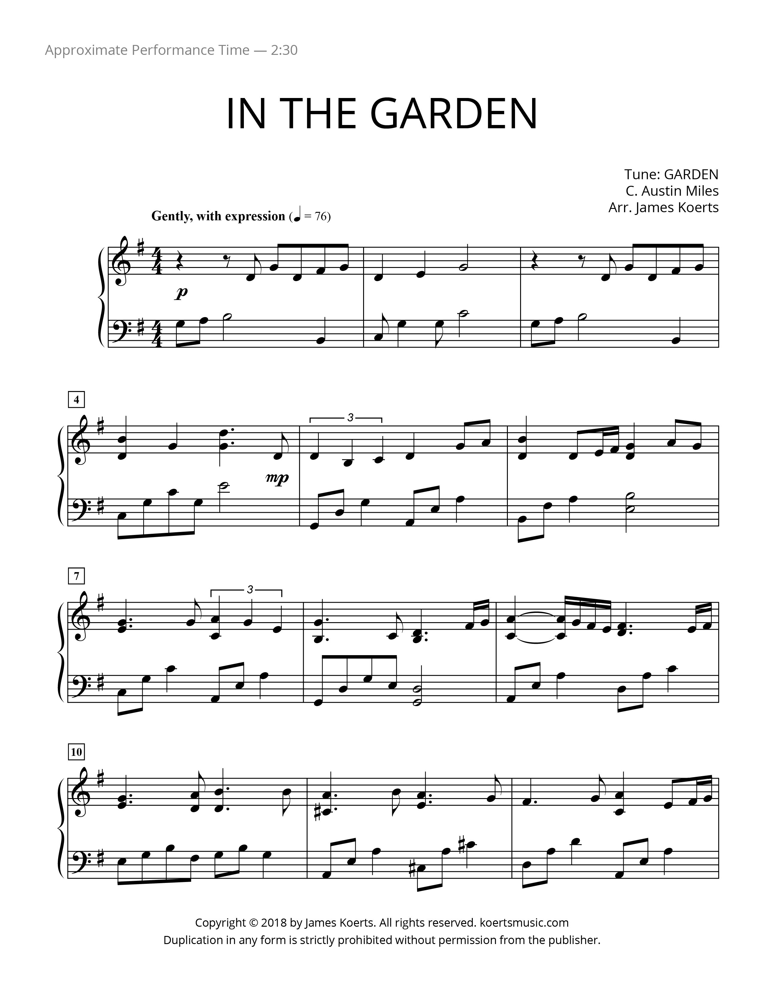 In The Garden Hymn Sheet Pdf Tutorial Pics