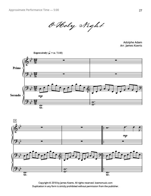 Oh Holy Night violin duet - : High quality ChristianLDS hymn  arrangement sheet music downloads