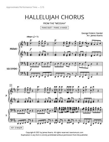 Hallelujah Chorus – DUET (1 piano, 4 hands)