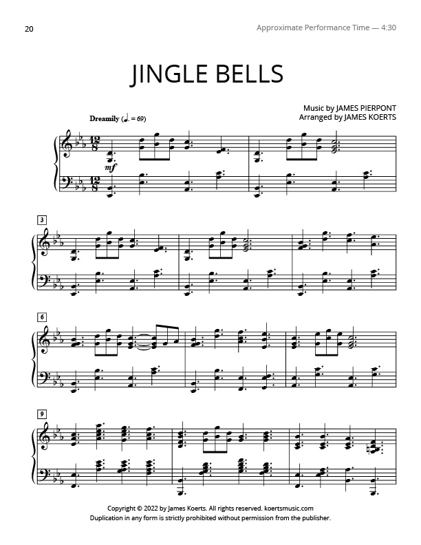 Jingle Bells: Piano Accompaniment: Piano Accompaniment Part - Digital Sheet  Music Download